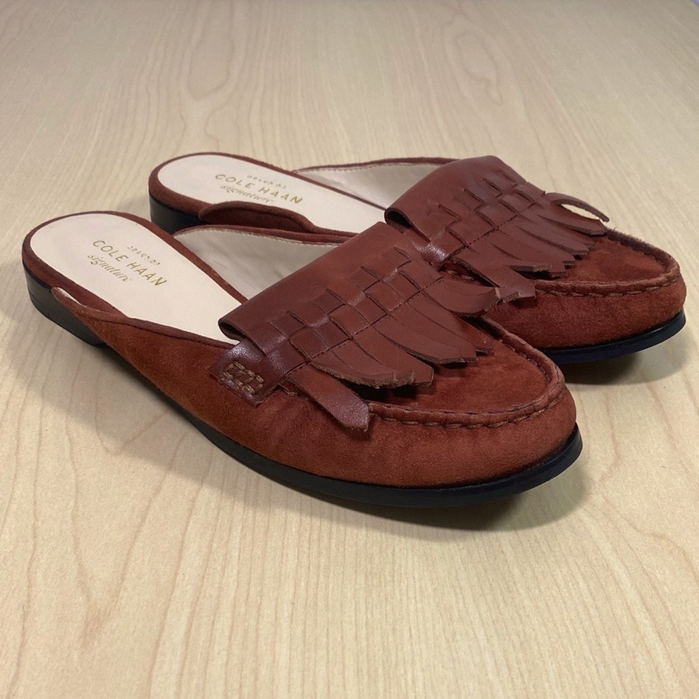 Cole Haan Grand Zero Kiltie Mule Rust Suede Size 6